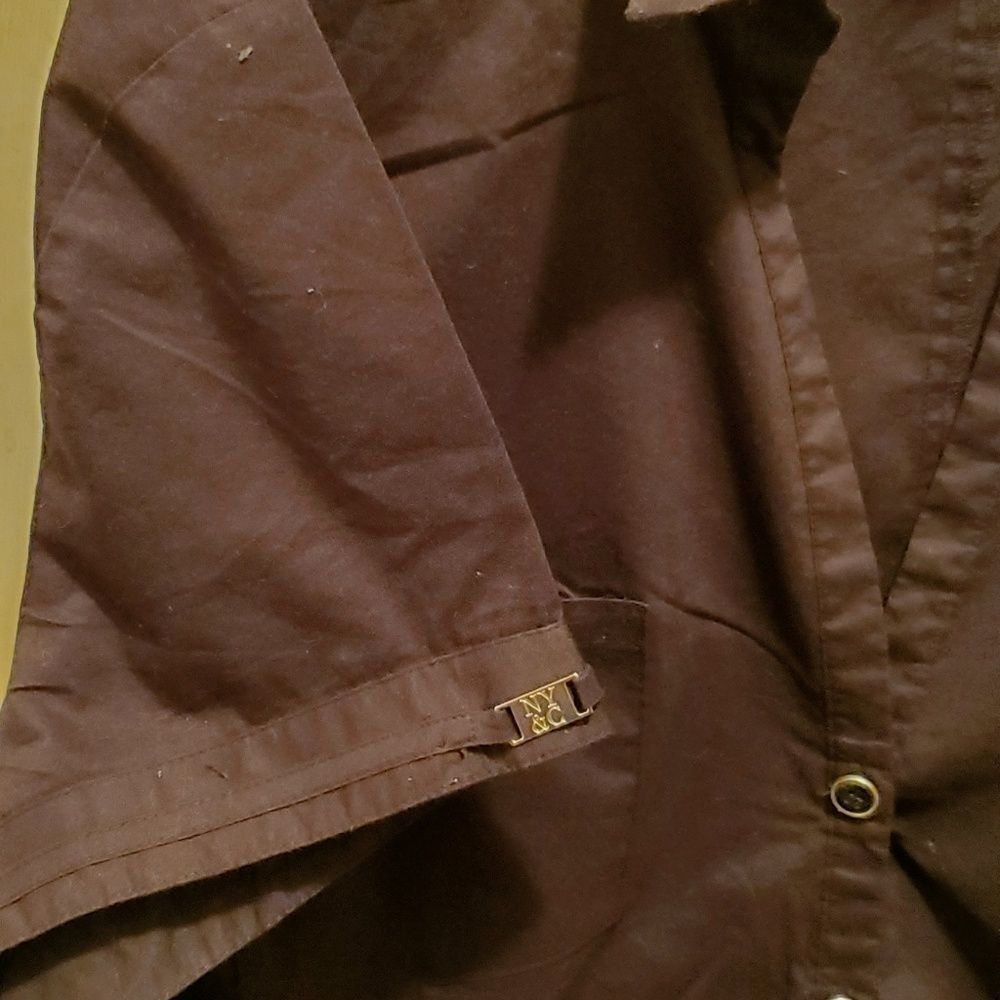 New York & Company black short sleeve button shirt - Picture 3 of 6
